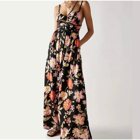 Free People Dresses & Skirts - NWT Free People Wisteria Maxi Dress Foral Colorful Open Back Women Size Large